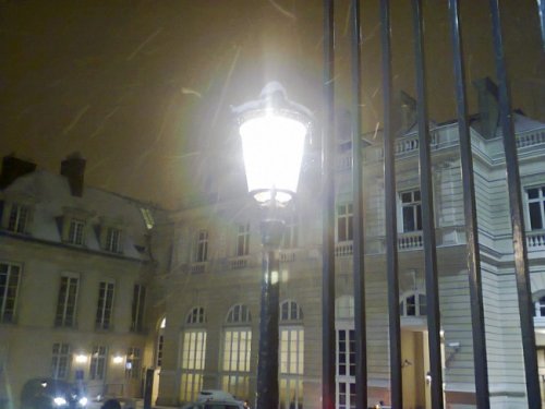 La Cour d'honneur, éclairage et neige