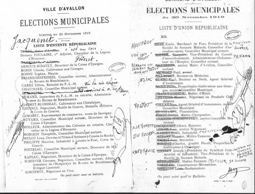 bulletins de vote nuls en 1919